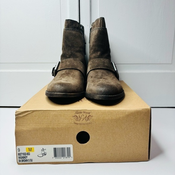NINE WEST Vasabady Dark Brown Heeled Boots Size 9 - Picture 4 of 9